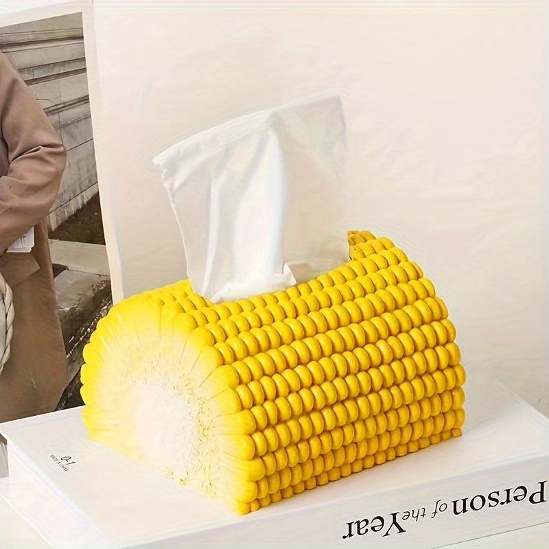 Soporte para Caja de Pañuelos con Forma de Maíz Único - Decoración Creativa para Sala de Estar y Mesa de Comedor, Plástico Duradero