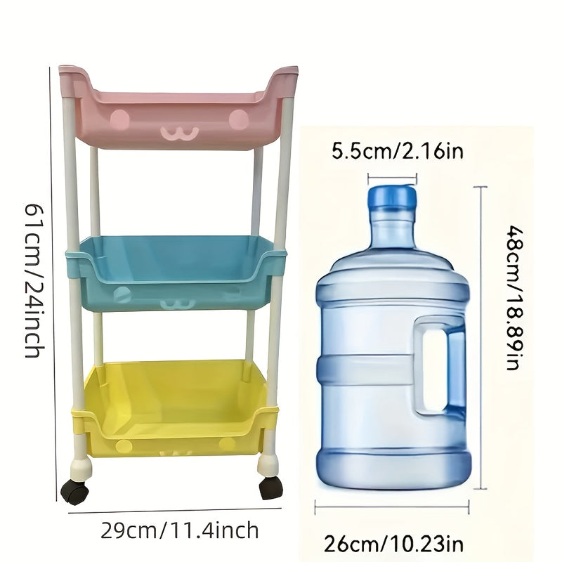 Carrito de Almacenamiento Rodante Multifuncional con Estantes, Adecuado para Cocina, Baño, Dormitorio y Residencia Universitaria - Estantería Móvil para Organización del Hogar y Ahorro de Espacio