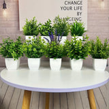 9 Piezas, Plantas Artificiales En Macetas, Pequeñas Macetas De Plástico Blanco Para Decoración, Plantas Verdes Falsas Para El Hogar, La Oficina, El Baño, La Estantería Y La Decoración Interior Del Escritorio, Decoración De Primavera Y Verano