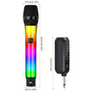 Micrófono inalámbrico G-MARK 2.4G, doble micrófono, luz dinámica RGB con gradiente, para Kara OK, transmisión en vivo, canto, vida útil de la batería de 2 horas, kit ligero de plástico.