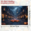 1 pieza, Funda protectora de estufa con diseño 2D plano, Temática Halloween Calabaza Murciélago Castillo Noche de Terror Retrato, 100% Poliéster, Adecuada para decoración del hogar, cocina y fiestas, accesorios para cocinas, cubiertas de encimeras, funda