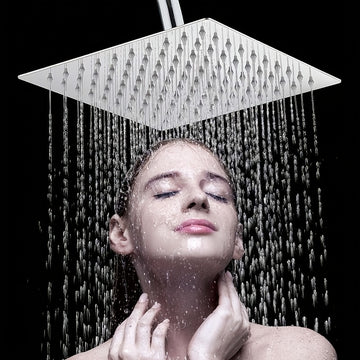 Cabezal de ducha de lluvia cuadrado elegante de acero inoxidable de 8 pulgadas con varilla extensible, accesorio de baño montado en pared contemporáneo, 30 cm/11.8 pulgadas, acabado de alta calidad para una experiencia de ducha mejorada, diseño moderno y