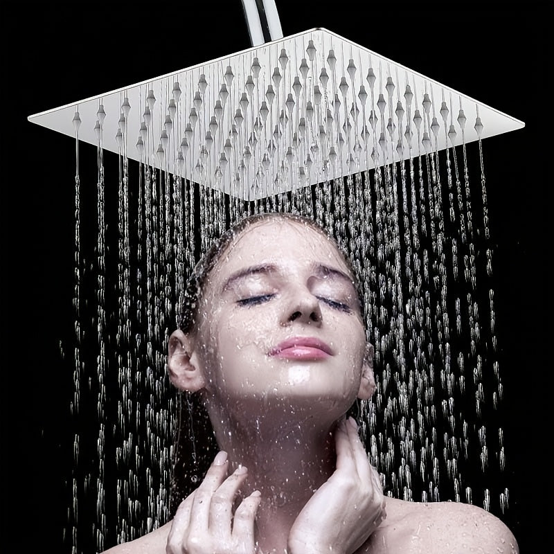 Cabezal de ducha de lluvia cuadrado elegante de acero inoxidable de 8 pulgadas con varilla extensible, accesorio de baño montado en pared contemporáneo, 30 cm/11.8 pulgadas, acabado de alta calidad para una experiencia de ducha mejorada, diseño moderno y