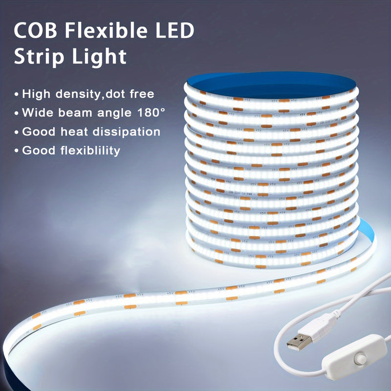 1 Tira de luz LED 5V de 1-5M (3.28Ft - 16.4Ft) Tira de luz flexible de luz natural/blanca cálida/fría, autoadhesiva, segura y duradera, tira de luz LED flexible de baja tensión para decoración de habitación y fiesta en casa