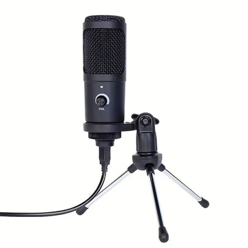 Micrófono de condensador USB con cable para computadoras y teléfonos, adecuado para karaoke, grabación, audiolibros y transmisión en vivo.
