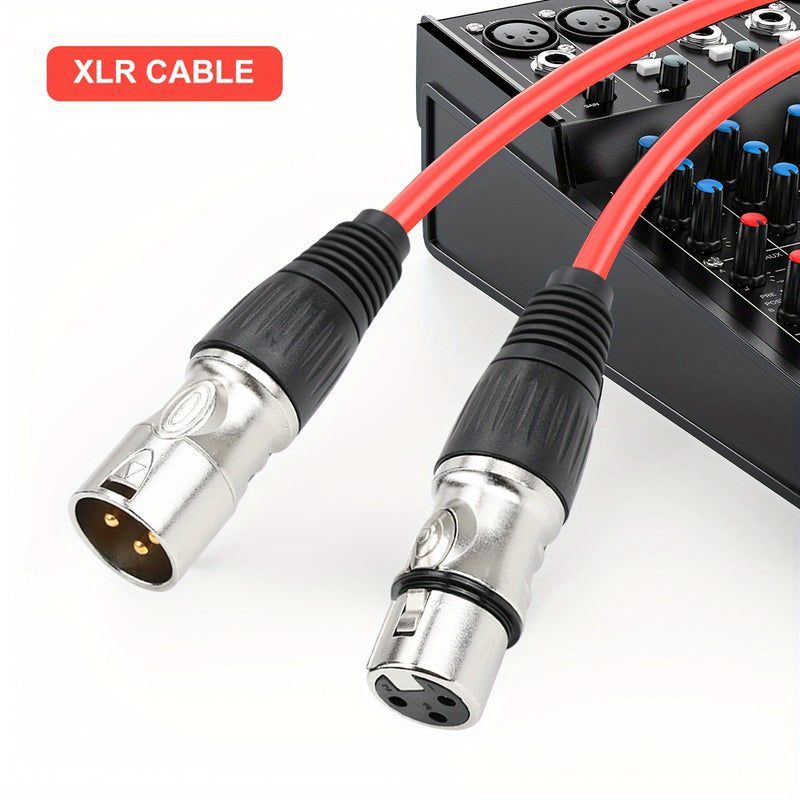 Cable de Audio XLR Premium i-Zclive - Aleación de Zinc con Cierres a Presión, Cable de Micrófono Balanceado de 3 Pines Macho a Hembra, Rojo con Conectores Negros para Estudio, Preamplificadores, Sistemas de Altavoces y Estaciones de Radio