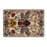 Alfombra retro con diseño de abeja, 1 pieza, para sala o cocina, forma cuadrada, peso 480 gramos, grosor 1 cm