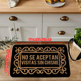 Tapete de bienvenida con diseño geométrico, antideslizante, lavable a máquina, de poliéster de secado rápido, con letras vintage en encaje negro, alfombra rectangular trenzada de pelo medio para entrada, baño o sala de estar, 1.2 cm de grosor, 580 g/m²