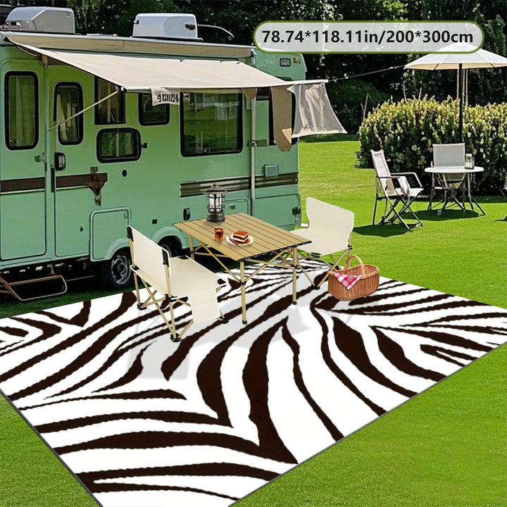 Alfombra Decorativa de Tela 2D con Textura Animal, Estilo Moderno para Interior de RV, Colchoneta para Camping, Tapete Antideslizante y Fácil de Limpiar, Secado Rápido y Sin Encogimiento Después de la Lluvia, Ideal para Acampar, Senderismo, Balcón, Patio