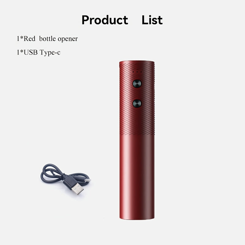 Abrebotellas eléctrico, recargable por USB, abridor de botellas automático reutilizable con un solo botón, un regalo adecuado para el hogar, la cocina, las fiestas y las bodas (negro/rojo)