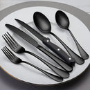 Juego de cubiertos de acero inoxidable de 24 piezas - Incluye cuchillos para bistec, tenedores, cucharas, cucharitas para postre y tenedores, apto para lavavajillas, adecuado para comidas en casa, banquetes de restaurantes, bodas y regalos, serie de cubi