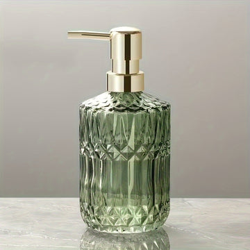 Botella dispensadora de vidrio, bomba para jabón líquido con textura 3D, base independiente, decoración para baño, ideal para shampoo, acondicionador, productos de baño y suministros para el hogar y cocina, 1 unidad