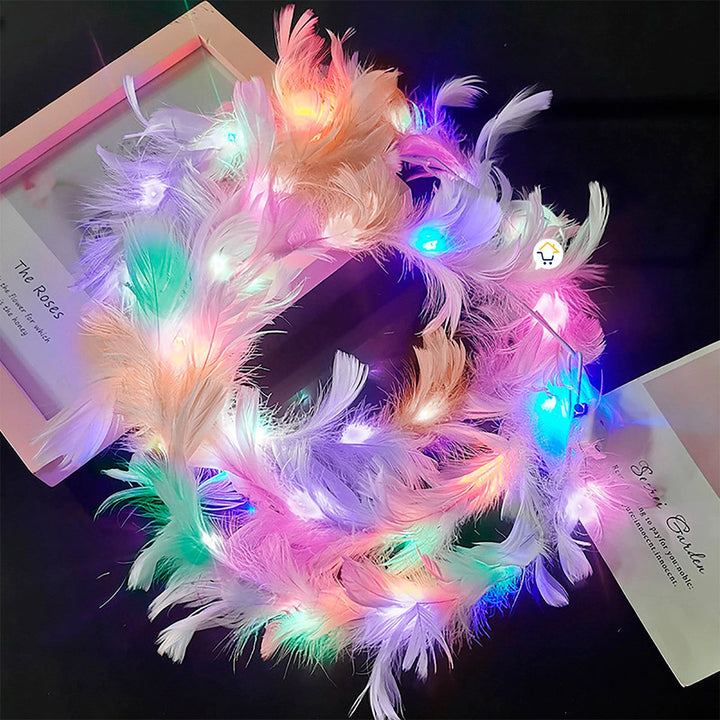 Corona Plumas Aureola Ángel Halo Luz Led Disfraz TRS183