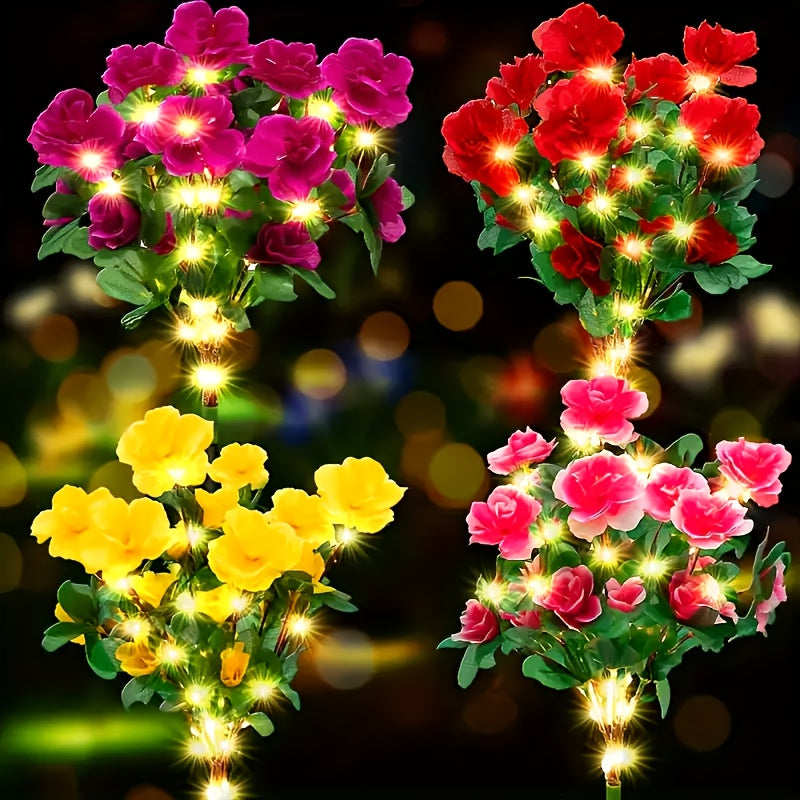 Luces solares para jardín al aire libre, lámparas solares de flores azalea, adecuadas para jardines, patios, césped y senderos de patio trasero.