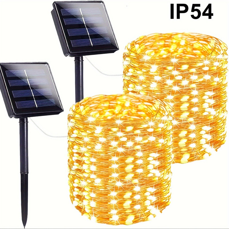 32.0 metros 300 luces de hada solares LED, 8 modos luces de cadena para exteriores para jardín, patio, árbol, Navidad, boda, RV, Halloween, Ramadán - Luces eléctricas portátiles solares IP54 para exteriores, iluminación de jardín | Iluminación festiva |