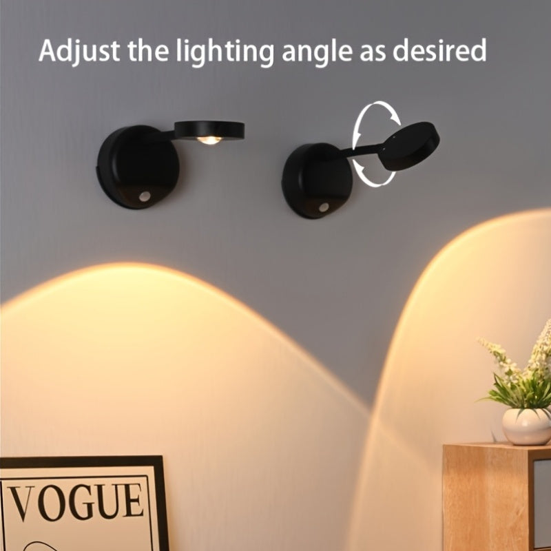 1 pieza de luz de pared LED con sensor de movimiento recargable, inalámbrica, fácil de instalar, perfecta para escaleras, pasillos, salas de estar y dormitorios, control táctil, cuerpo de ABS, luz de sensor de movimiento para interiores.