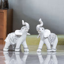 2 piezas Estatuas de elefante de resina, Figuritas de tema animal alfabético, Decoración versátil para interior y exterior para hogar, oficina, hotel, Ideal para Navidad, Halloween, Pascua, Janucá, Acción de Gracias