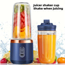 Juego de licuadora portátil con taza doble, exprimidor de limón recargable por USB, batería de litio de 1500 mAh, máquina de batidos multifuncional de 6 cuchillas, función de aplastar hielo, ABS de grado alimenticio, adecuado para 5 escenas, hogar, escue