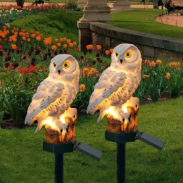 1 lámpara solar LED de búho, luz de jardín de resina, decoración para patio o jardín