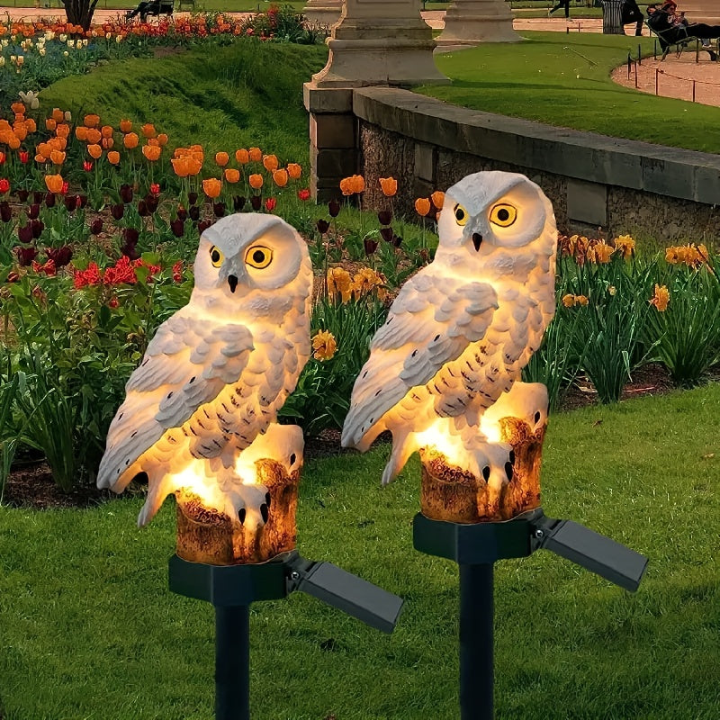 Luces solares para parque de animales, luces navideñas para patio de animales, luces decorativas para césped de búho | Eficiencia energética, plástico + iluminación LED + 4 estaciones, tema de animales para patio