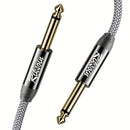 Cable de instrumento de 6,35 mm, de lujo plateado, con enchufe de canal único de 6,35 mm y línea TS de 1/4", no equilibrado, cable de salto de guitarra/instrumento, macho a macho, con carcasa de aleación de zinc y banda trenzada de nailon, adecuado para