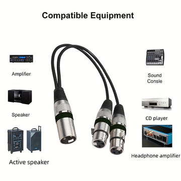 Cable Divisor XLR de Aleación de Zinc Premium - Macho a Hembra, Conector 1-a-2 para Consolas de Mezcla, Micrófonos, Altavoces y Más - Disponible en Rojo, Verde, Azul, Amarillo, Negro