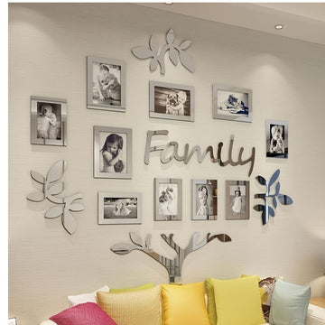 Juego de decoración de pared con marco de foto acrílico 3D con plantilla de adhesivo - Galería de collage de fotos DIY autoadhesivo para el hogar, árbol genealógico, bodas, Año Nuevo, Navidad, regreso a la escuela, aniversarios