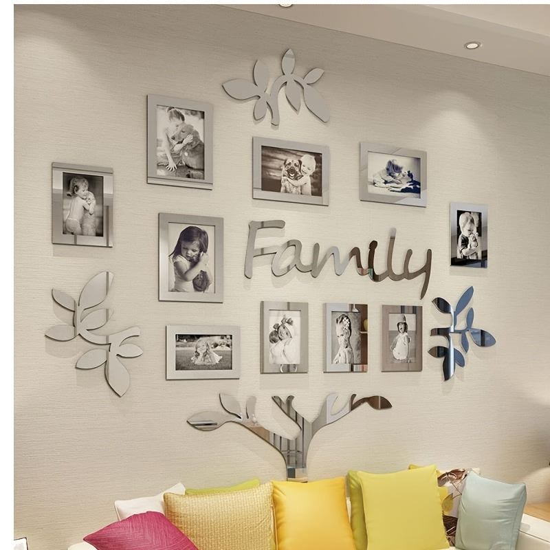 Juego de decoración de pared con marco de foto acrílico 3D con plantilla de adhesivo - Galería de collage de fotos DIY autoadhesivo para el hogar, árbol genealógico, bodas, Año Nuevo, Navidad, regreso a la escuela, aniversarios