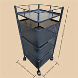 Carrito de cocina de metal de 3/4/5 niveles, estante de almacenamiento abierto cuadrado, organizador multifuncional, no requiere ensamblaje, uso sin electricidad, construcción de hierro fundido duradera, diseño que ahorra espacio para un fácil acceso a l