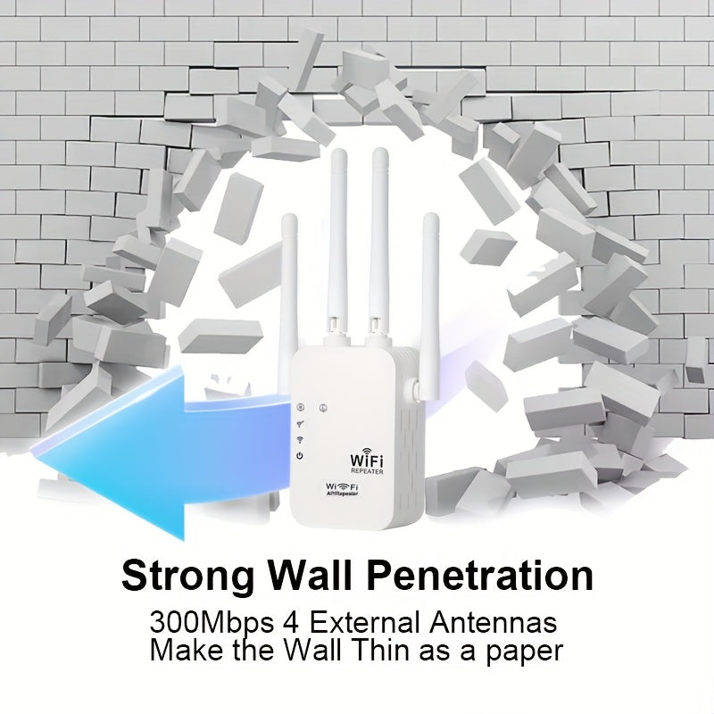 Repetidor de señal Wi-Fi, amplificador de red doméstica, cobertura estable en toda la casa, compatible con 2.4GHz y sistema WIFI6, enchufar y listo, sistema de 4 antenas, extensión fácil del WiFi, ideal para oficinas y cafeterías