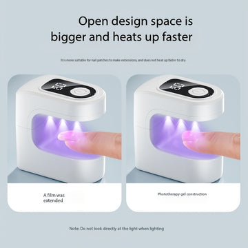 Lámpara de uñas portátil mini, luz de uñas LED recargable por USB - Rápida con pantalla digital, lámpara de esmalte de gel, adecuada para uso en casa y salón, endurecimiento de uñas de gel