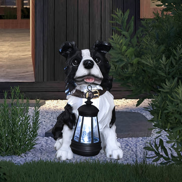 1pc Estatua de Perro Solar para Jardín - Decoración Exterior con Luces Solares, Escultura de Resina Adorable para Patio o Terraza, Regalo Festivo que Añade Ambiente a tu Huerto