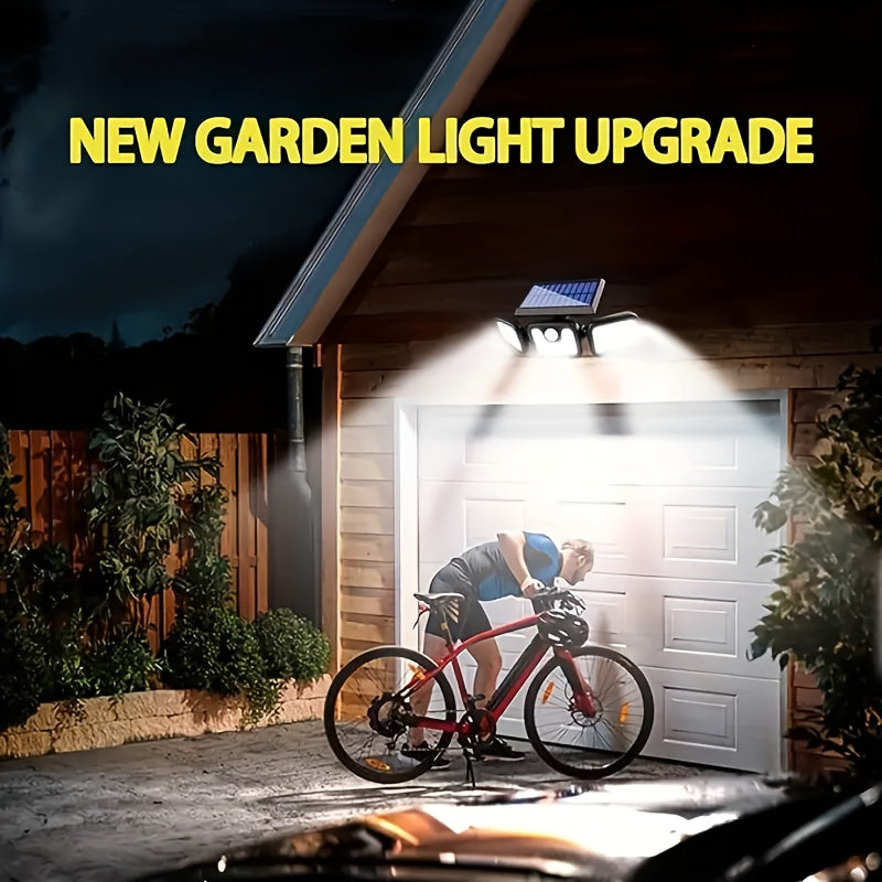1 pza. luz solar para exteriores con 74 LED, luz de pared, 3 modos, sensor de movimiento, luz de seguridad, ideal para garaje, jardín, camping, camino, patio, porche