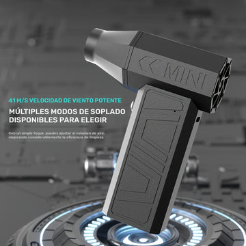 Limpiador de aire comprimido portátil, 90000RPM, 3 modos de soplador ajustables, carga USB, batería recargable de litio de 4000mAh, tensión de funcionamiento de 24V, material ABS, kit de accesorios incluido