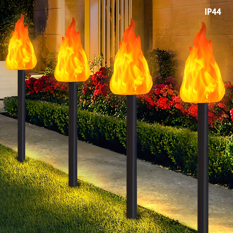 4 u 8 piezas de luces LED solares con efecto de llama parpadeante, lámparas de jardín que se encienden automáticamente del atardecer al amanecer, ideales para decoración exterior en jardines, céspedes, patios y paisajismo festivo, decoración de césped