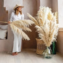 10 piezas de hierba de pampas artificial suave, tallos de caña falsos para jarrón de piso, ramilletes de boda, decoración de pared y mesa de granja, versátiles para Navidad, San Patricio, Año Nuevo, San Valentín, Pascua, Acción de Gracias