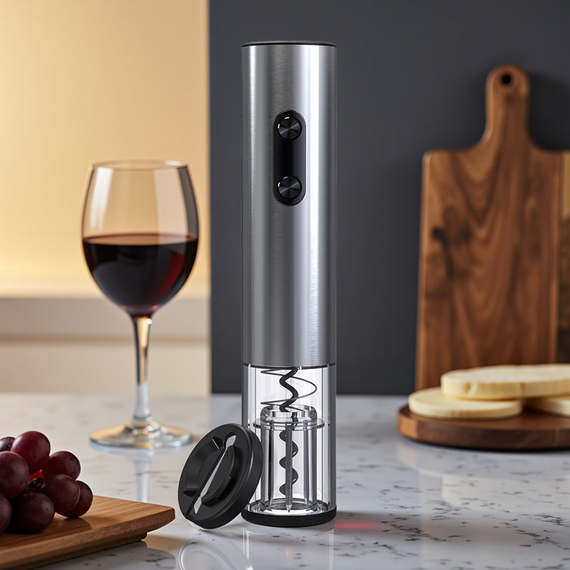 1 Unidad, Abrebotellas Eléctrico, Abrebotellas De Vino Con Batería, Cortador De Aluminio/indicador LED, Abrebotellas Automático Para Bar En Casa (sin 4 Baterías AA)