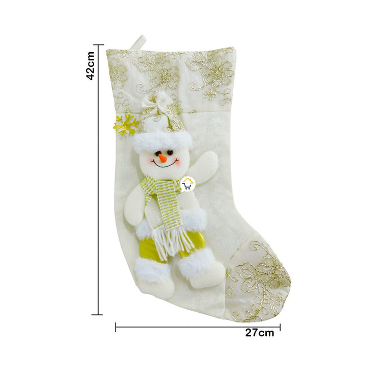 Bota Navideña Blanca Media Colgante Decoración Navidad FM0025