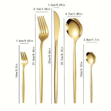 Juego de cubiertos de acero inoxidable, 30 piezas/5 piezas, caja de regalo a color, cuchillo, tenedor y cuchara, vajilla occidental, ideal para hogar, cocina, restaurante, hotel, boda y utensilios de cocina