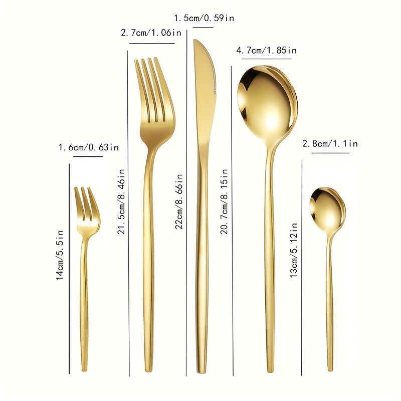 Juego de cubiertos de acero inoxidable, 30 piezas/5 piezas, caja de regalo a color, cuchillo, tenedor y cuchara, vajilla occidental, ideal para hogar, cocina, restaurante, hotel, boda y utensilios de cocina