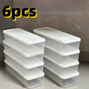 Juego de 6 contenedores plásticos para alimentos con tapa, recipientes rectangulares reutilizables para refrigerador, ideales para cebollas, cilantro, ajo, fideos, huevos, esenciales de cocina para lavar a mano
