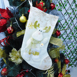 Bota Navideña Blanca Media Colgante Decoración Navidad FM0025