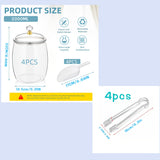 Juego de 4 frascos de dulces con cucharitas, frascos de plástico de 90 oz con tapa, contenedores de acrílico transparente para galletas sellados, recipientes resistentes de boca ancha, ideales para buffet de dulces, escritorio de oficina o mesa del hogar