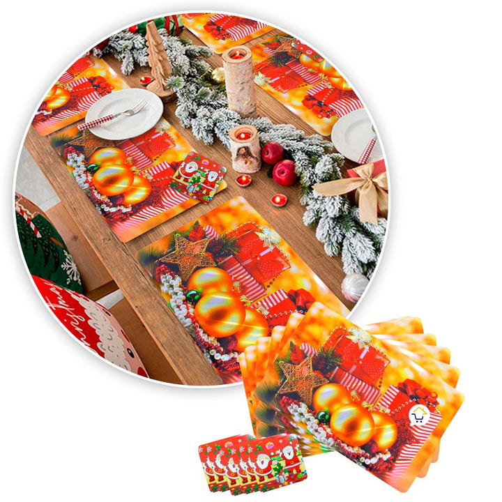 Mantel Individual Portavasos Navideño x6 Mesa Decorativo FM381