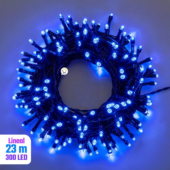 Extensión Luz LED Lineal 300 Luces 23 M Cable Verde Azul 300B