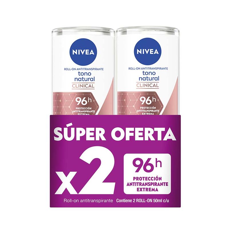 DESOD NIVEA 2U 100ML ROLLON CLIN TON/NAT
