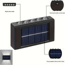 4/6/8 piezas, luz de pared solar de 10 LED, luz de atmósfera de iluminación exterior, luz decorativa de pared exterior, luz de paisaje LED para el hogar IP44, adecuada para exteriores, patio, villa, valla, balcón, terraza, jardín.