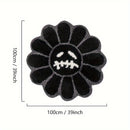 Alfombra redonda de girasol artístico retro, suave y esponjosa, para sala y dormitorio, tapete antideslizante para el hogar con respaldo de TPR, peluche grueso con un peso de 2000 g por metro cuadrado y un grosor de 15 mm, ideal para tapetes pequeños en
