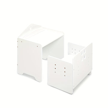 Juego de mesa y sillas soltarabebe, mesa de madera para niños con pizarra negra, sillas ajustables en altura, ideal para dibujar, comer y fácil almacenamiento