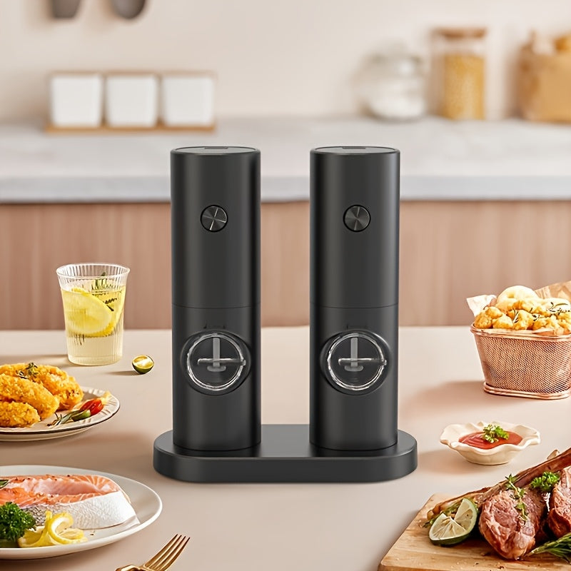 1pc/2pcs Molinillo Eléctrico de Detección Inteligente, Molinillo Eléctrico de Sal y Pimienta, Molinillo Automático de Pimienta Negra, Molinillo de Pimienta Blanca, Conveniente, Duradero y de Alta Apariencia, Adecuado para Cocina Doméstica, Fiestas y Cena